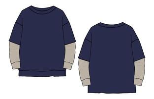 A drawing of a blue shirt with sleeves vector