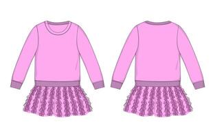 A pink sweater and skirt with ruffles vector