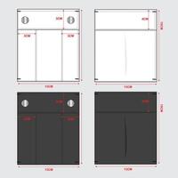 Apparels pocket technical drawing flat sketch Template with measurement details vector
