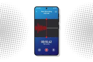 Voice recorder app smartphone interface vector