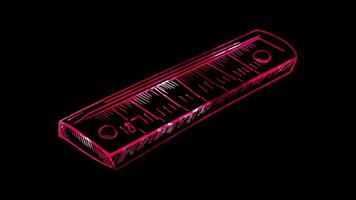 Neon frame effect, Ruler Symbolizes measurement or precision on black background video