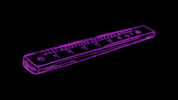Neon frame effect, Ruler Symbolizes measurement or precision on black background video