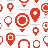 Red pin point icon seamless pattern on white background. vector
