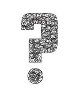 Question mark. Hand drawn illustration isolated on white background. Black scribble question. vector