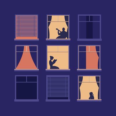 people in apartment window silhouette
