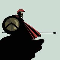 spartan soldier with spear and shield vector