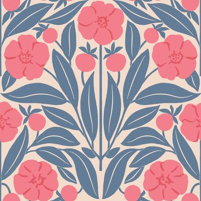 Pink Rose Hip Repeat Tile Seamless Pattern