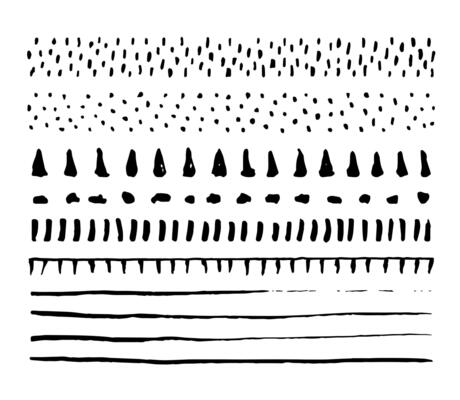 Monochrome Ink Brush Strokes, Black Stains Set