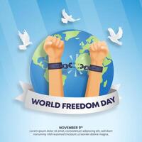 World Freedom Day background with free hands and birds vector
