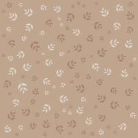 Neutral Leaf Pattern with White and Brown Foliage on Beige Background vector