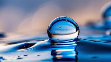 Blue water drops background photo
