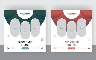 Two business cards with the words we are hiring on them vector