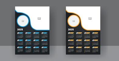 Two vertical calendar templates with a blue and orange design vector