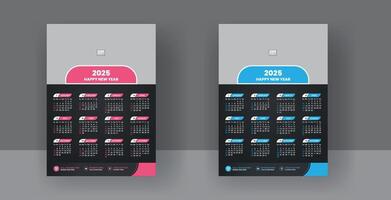 Two vertical calendar templates with different colors vector
