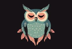 owl with closed eyes vector