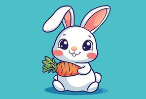 A charming bunny holding a carrot in its paws vector