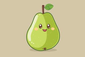 Cheerful Pear kawaii cartoon vector