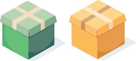Green and Orange Gift Boxes vector