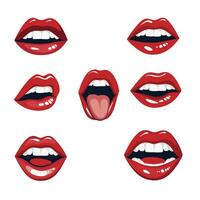 red lips smiling on white vector