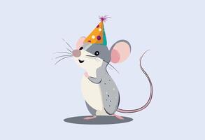 Cute Mouse with Party Hat vector