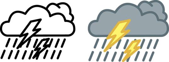 Heavy rain icons. Thunderclouds icons. Weather Icons. vector