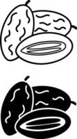 Dates Icons. Black and White Icons. Dried Dates with Pit. Sweet Dessert. Organic and Healthy Food. Fruit Concept vector