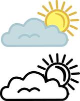 Icons Sun Behind Clouds. Weather Icons. Cloudy weather forecast vector