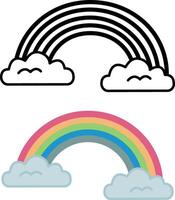 Rainbow Icons Behind Clouds. Weather icons. Multicolored Rainbows vector