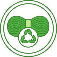 Green Recycled Wool Icon. Icon of Wool Threads. Recycling Clothes. Natural Eco Textile Fibre Symbol. Tag, Label For Clothes vector