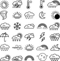 Set of 30 Weather Icons. Collection of Meteorological Symbols vector