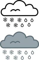 Rain and Snow Icons. Weather Icons. Cloudy Snowy Weather vector