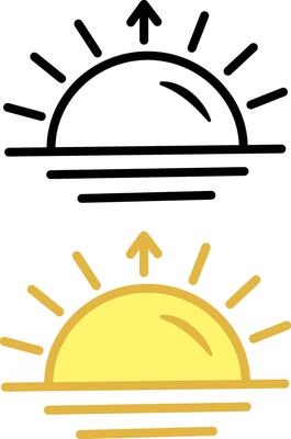 Rising sun icons. Sun Over Ocean