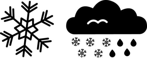 Snow and rain icon. Snowflake icon. Black Weather Icons vector
