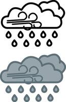 Rain icons with the wind. Weather Icons. Cloudy Rainy Weather vector