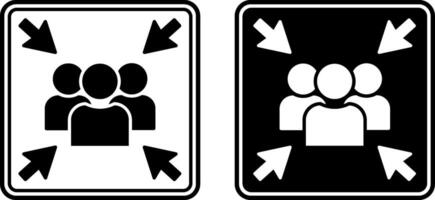 Assembly Point Signs. Black and White Icons. Emergency Evacuation Symbol. People Assembly Point in Case of Evacuation. Emergency Situation vector