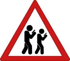 Red Sign Beware of Smartphone Zombie. Humorous Sign. People Constantly Looking at Mobile Phone vector
