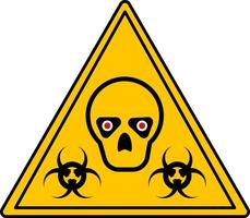 Yellow Sign Zombie Outbreak. Humorous Road Sign. Skull with Red Eyes. Virus Danger Notice vector