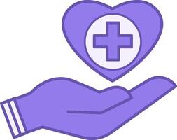 Healthcare Color Icon. Heart with a Cross in the Hand. Health and Medicine Concept vector