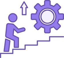 Personal Development Color Icon. Icon of a Man Walking Up the Service Stairs. Business and Lifestyle Concept vector