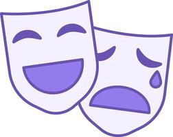 Colored Culture Icon. Icon of Comic and Tragic Masks. Theatrical, Masquerade Masks. Lifestyle Concept vector