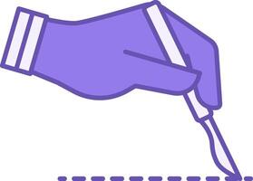 Surgery Color Icon. Hand With Scalpel Making An Incision. Surgeon's Hand, Operation. Health And Medicine Concept vector