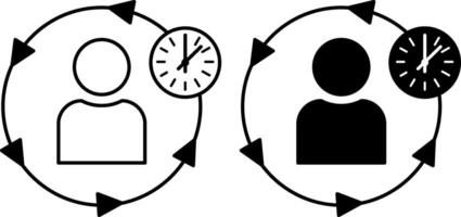Routine icons. Black and White Icons. Everyday Routine of a Man. Schedule by Time. Lifestyle Concept vector