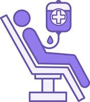 Blood Transfusion Color Icon. A Person Is Getting Blood Transfusion. Blood Donation, Donor Day. Health and Medicine Concept vector