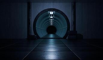 Future tunnel, sci fi spaceship corridor, science fiction background, technology tunnel corridor, 3d render photo