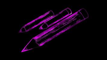 Neon frame effect, pencil on black background video