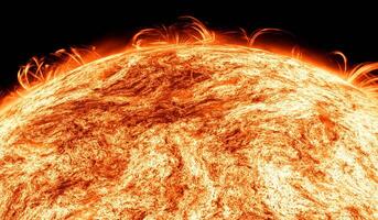 Solar flare, corona, Cosmic, Sun Red Giant Star in Space with Flames and Heat. Sun Background in Space 3d render Cosmic Cloud photo