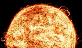 Solar flare, corona, Cosmic, Sun Red Giant Star in Space with Flames and Heat. Sun Background in Space 3d render Cosmic Cloud photo