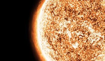 Sun Red Giant Star in Space with Flames and Heat. Sun Background in Space 3d render. photo