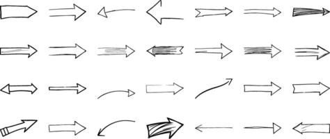 Hand-drawn arrows pointing in various directions. vector
