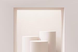 Abstract Minimal Modern White Podium Platform For Product Display Showcase 3D Rendering photo